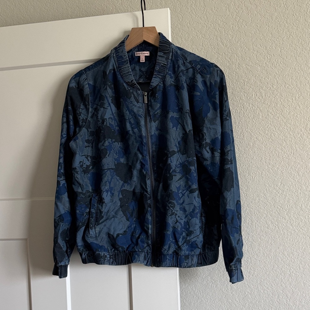 Vintage Juicy Couture Blue Patterned Bomber Jacket